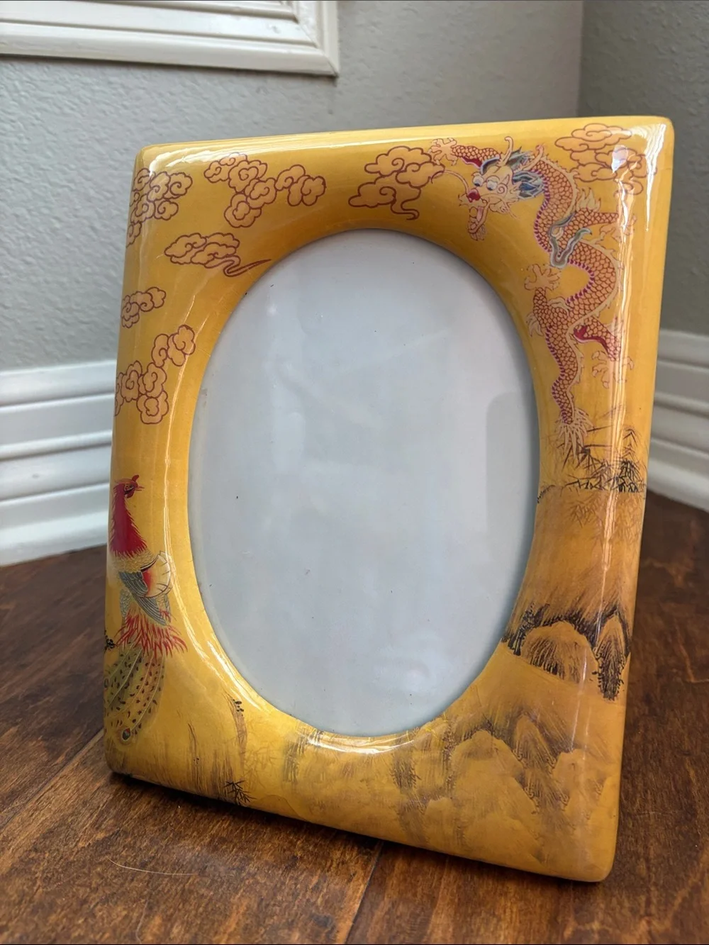 5x7 Yellow Dragon & Rooster Enamel Picture Frame